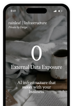 Rainleaf Private AI dashboard on iPhone